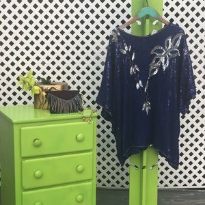 Blue and Silver Sequins Top